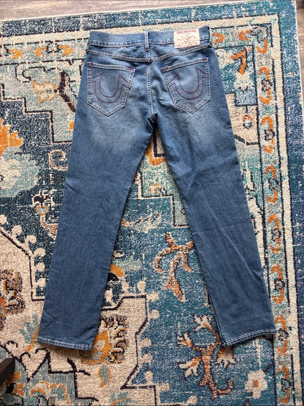 True Religion Men's Blue Relaxed Straight Jeans